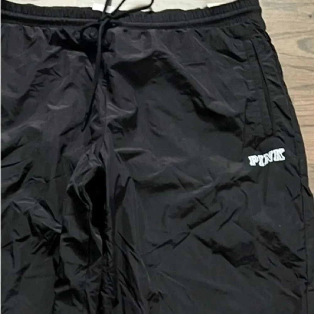 Victoria’s Secret Pink Classic Jogger windbreaker Track Lined Pants Black Large